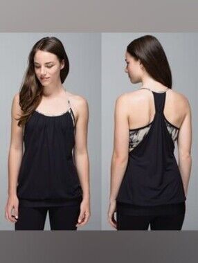 Lululemon No Limit Tank Size 4 Tie Dye And Black Loose Fit Activewear Gym Yoga